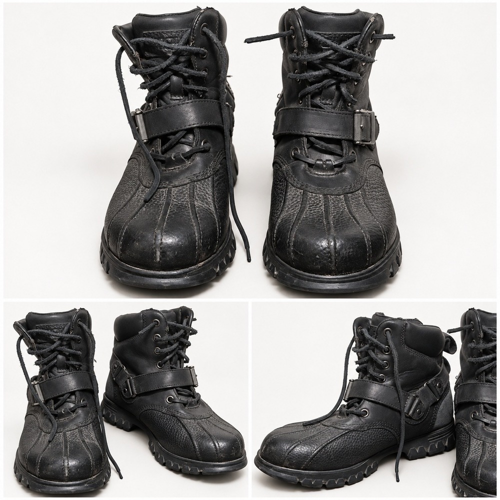 Polo Ralph Lauren Telly Black Leather Buckle Duck Boots Mens Size 9D